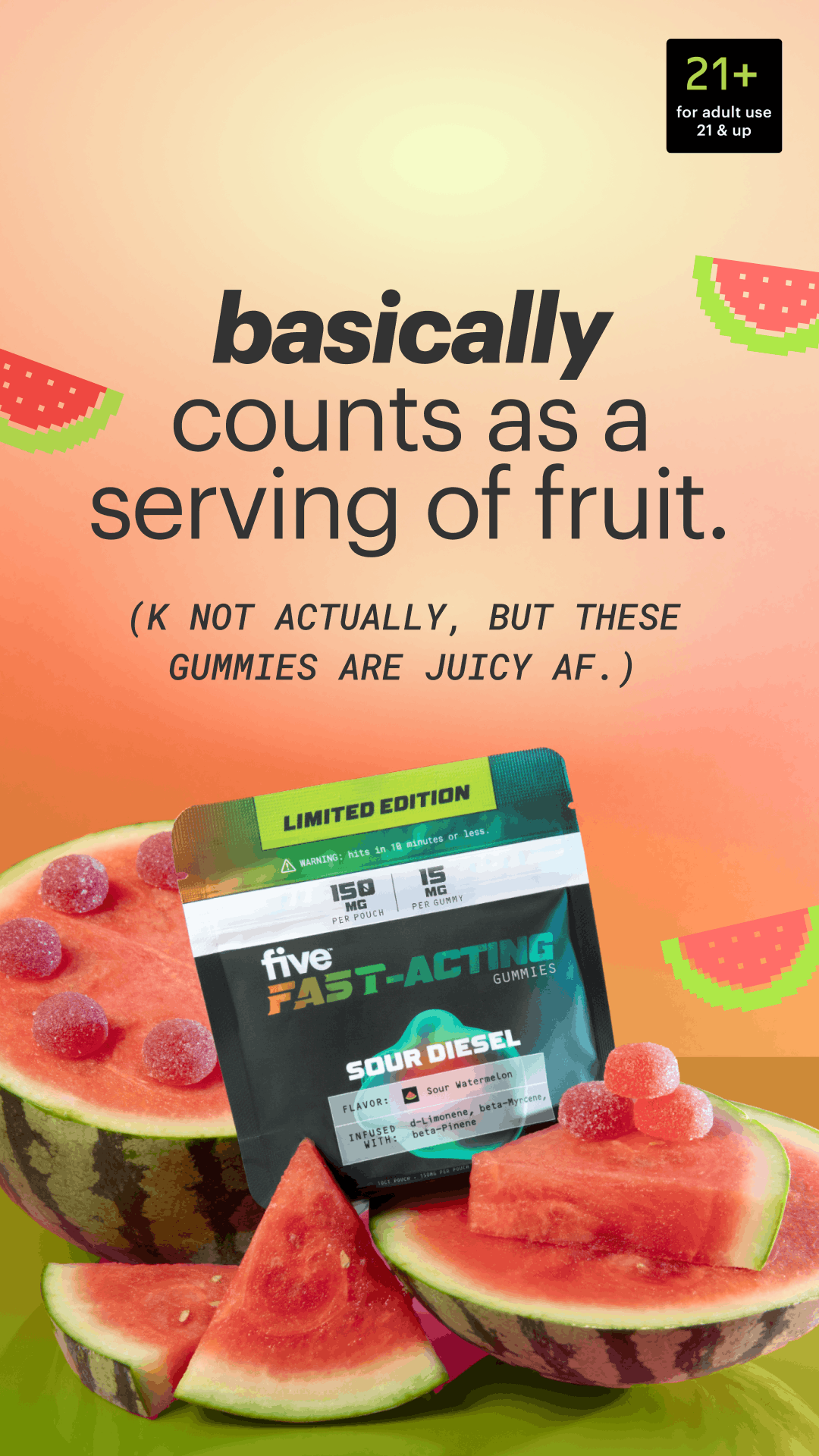 Ad creative for five Quick Hits with a fruit composition